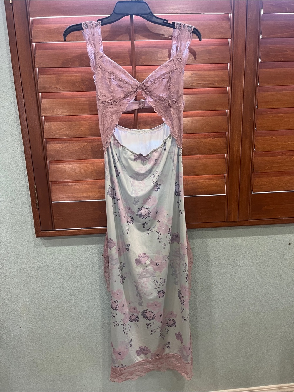 Lace-Trim Floral Satin Dress Dusty Pink & Cream
